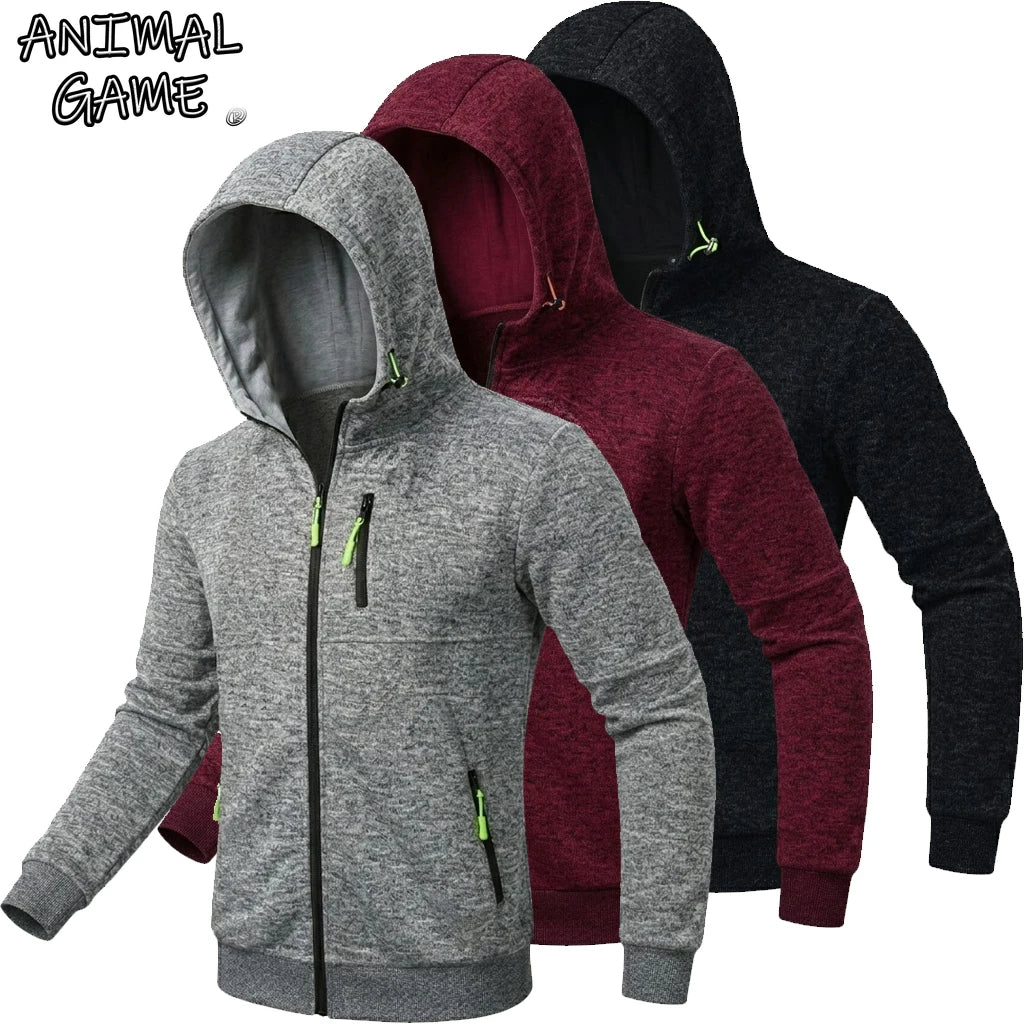 New Zipper Casual Hoodies for Men Outdoor Zip Up Sweatshirts Luxury Work Hoodie Men Fitness Sport Gym Man Fashion Jacket Coats
