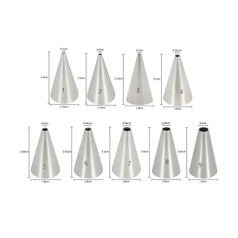 1-9Pcs Round Writting Icing Piping Nozzles For Cake Decorating Cupcake Baking Pastry Tools Confectionery Kitchen Gadgets New