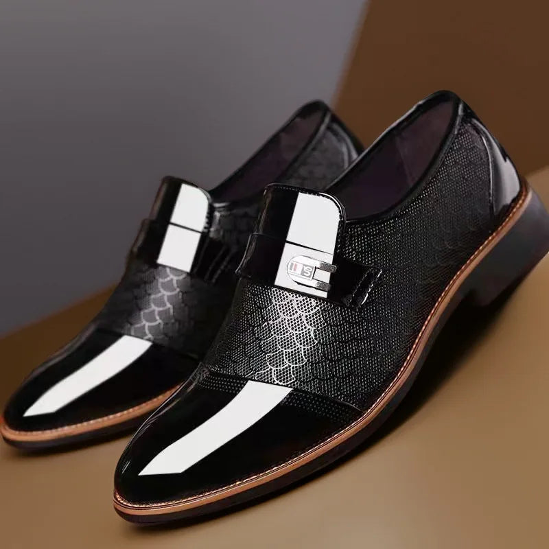 Classic Men's Shoes Buniness Dress Shoes Office Non-slip Leather Shoes Slip on Wedding Formal Oxfords PU Leather Work Loafers