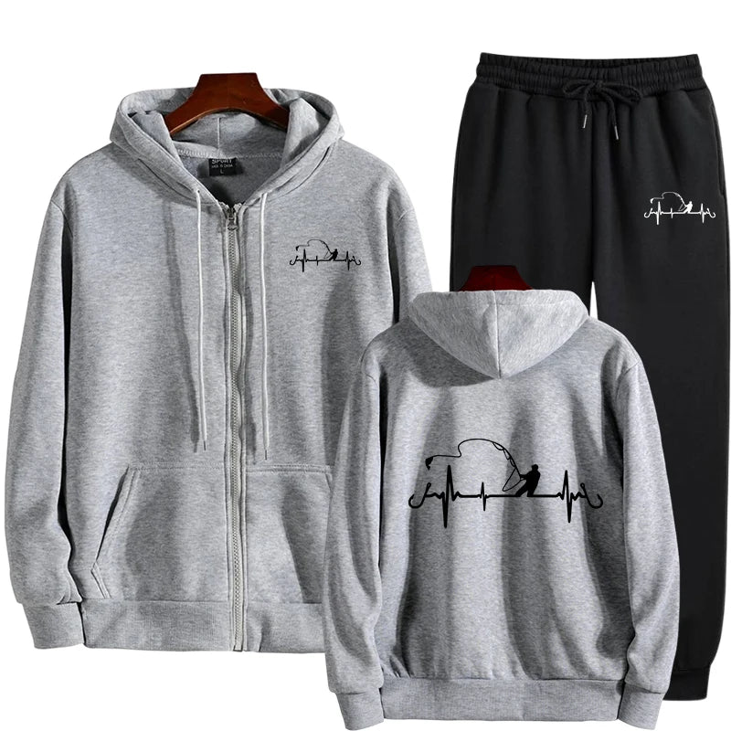 Fashion Daily Men's Tracksuit Sweatshirts Men Single Piece Sweatshirt Sports Pants and Sportswear Zip Up Hoodies Hoodie Cardigan