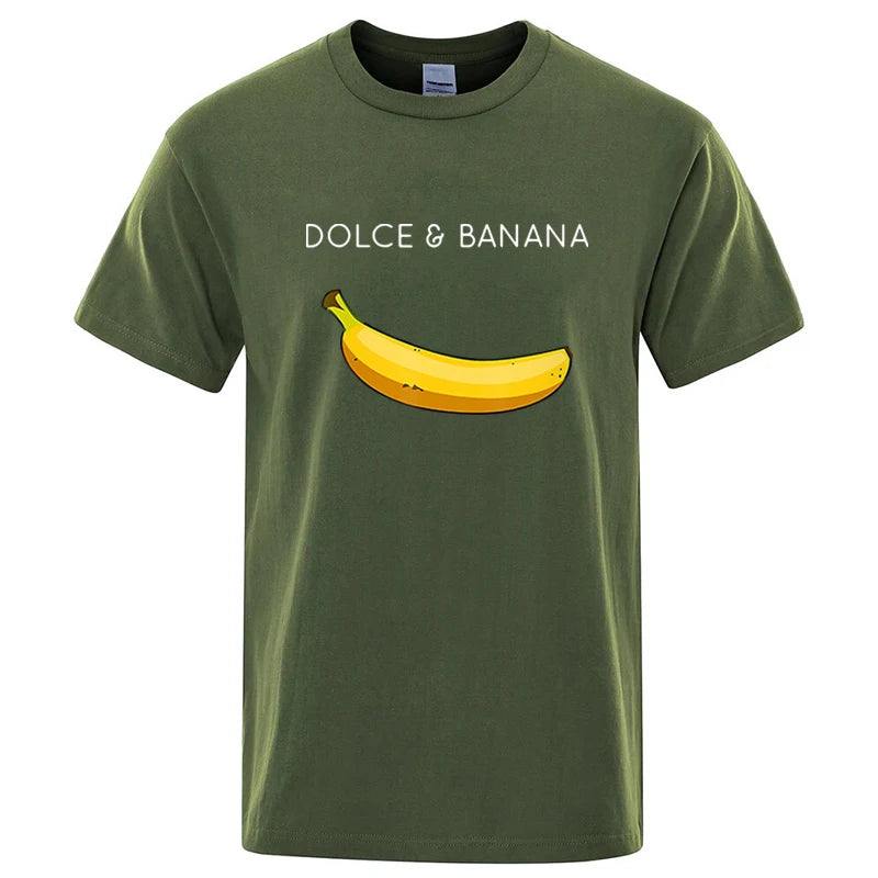 Summer Men T-shirt High Quality Cotton Blend Funny Banana Printing Loose O-neck Men Short Sleeve Casual For Male T-shirt Top Tee