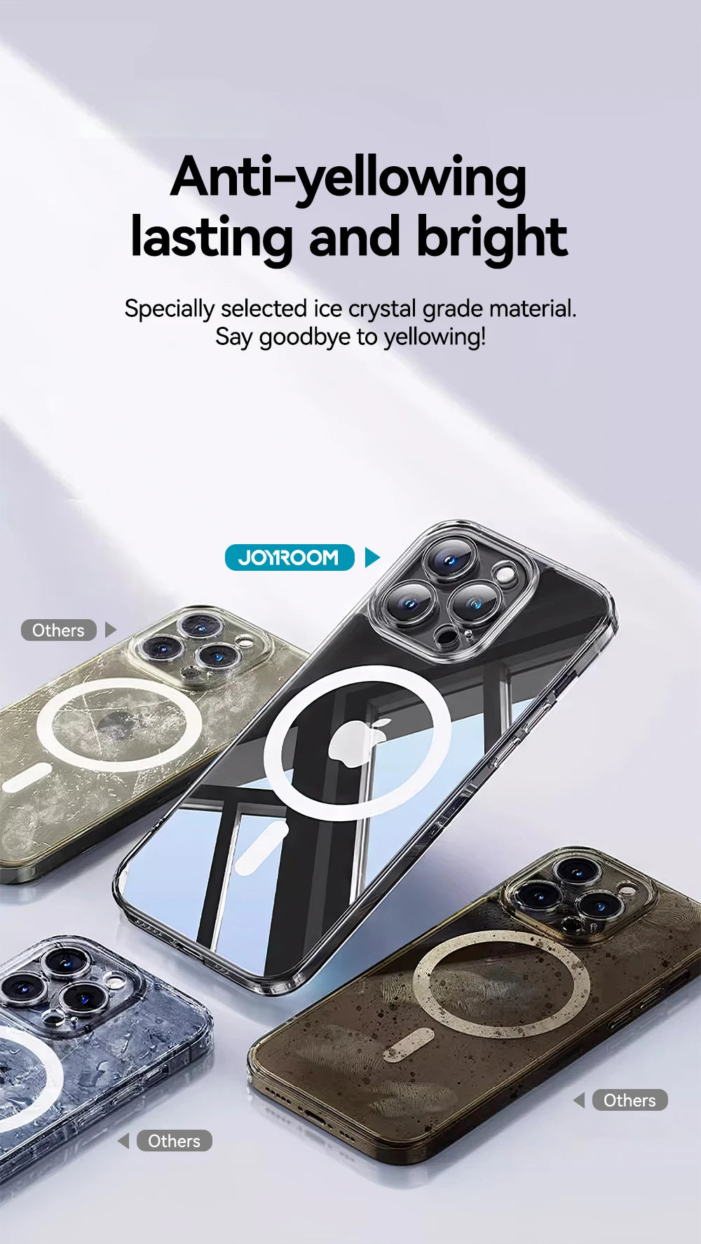 Joyroom Magnetic Case For iPhone 17 16 ProMax Slim Thin Phone Case Transparent Cover For iPhone 16 Wireless Charger Magnet Cover