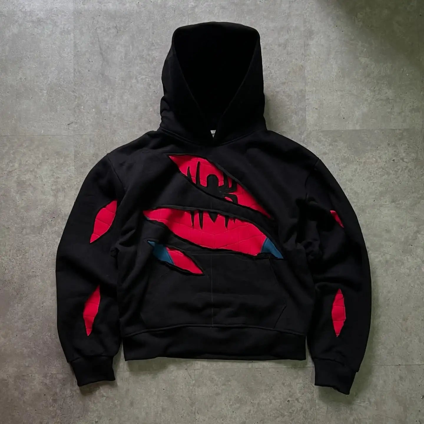 American Retro Spider Patchwork Print Hoodies Fashion Oversized Loose Full Zipper Hoodie Men Jacket Gothic Street Y2k Sweatshirt