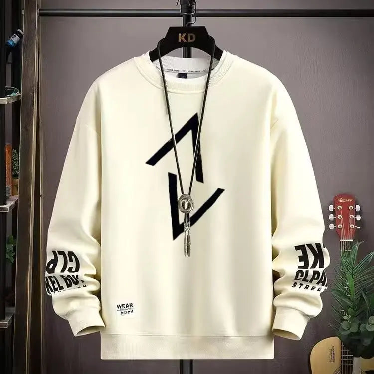 Autumn Men's Sweatshirt Adolescent Astronaut Printed Long Sleeve T-shirt Fashion Men's Clothing Grey O Neck Harajuku Top New