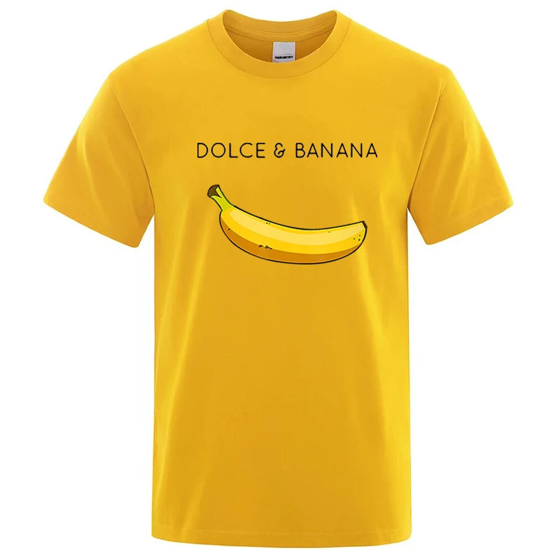 Summer Men T-shirt High Quality Cotton Blend Funny Banana Printing Loose O-neck Men Short Sleeve Casual For Male T-shirt Top Tee