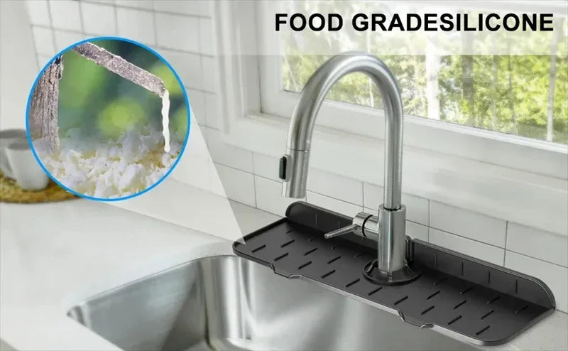 Faucet Absorbent Pad Silicone Kitchen Sink Splash Guard Drain Pad Splash Catching Pad Countertop Protector Kitchen Gadgets For