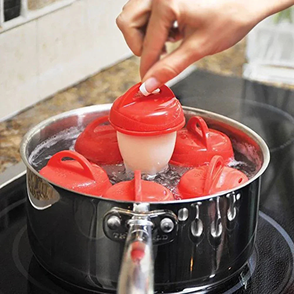 6Pc Mini Egg Poachers Cooker Silicone Non-Stick Egg Boiler Cookers Pack Boiled Eggs Mold Cups Steamer Kitchen Gadgets Tools
