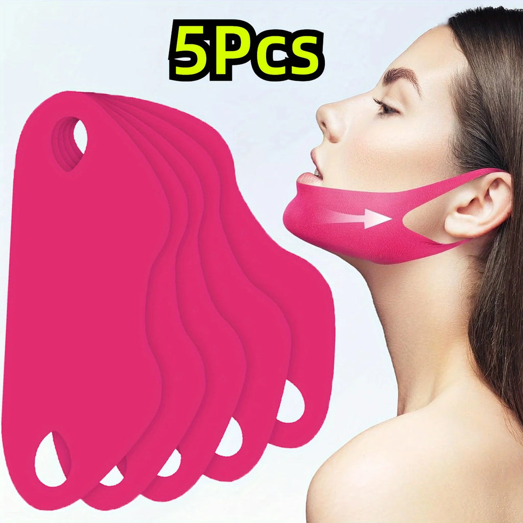 5pcs V-shaped Chin Lifting and Double Chin Facial Mask, Gentle Skin Care, Easy To Use, Portable Face Care Tool