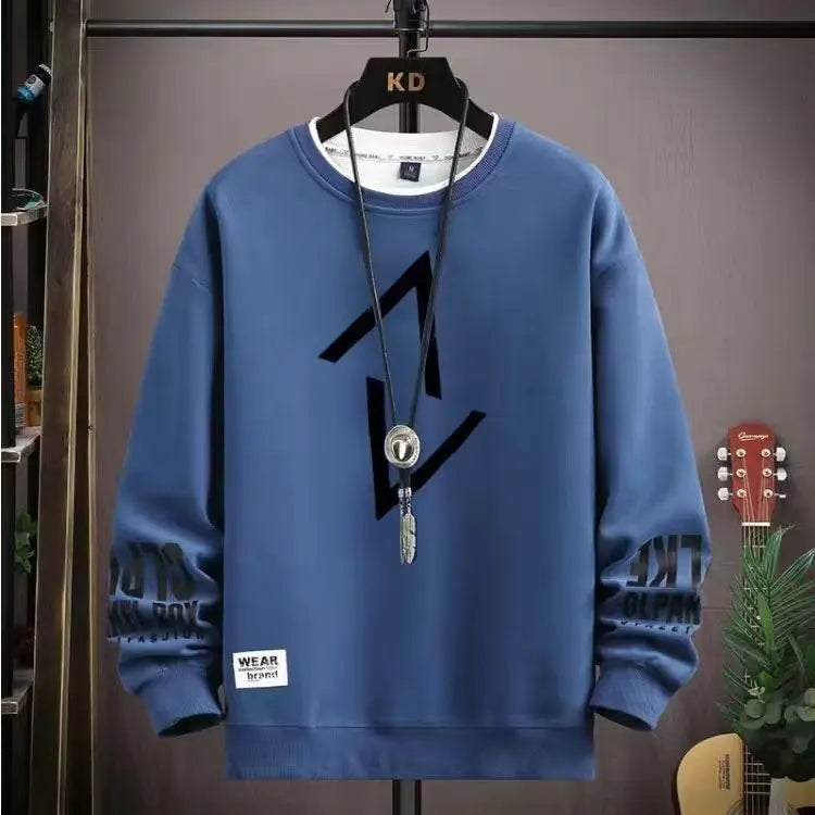 Autumn Men's Sweatshirt Adolescent Astronaut Printed Long Sleeve T-shirt Fashion Men's Clothing Grey O Neck Harajuku Top New