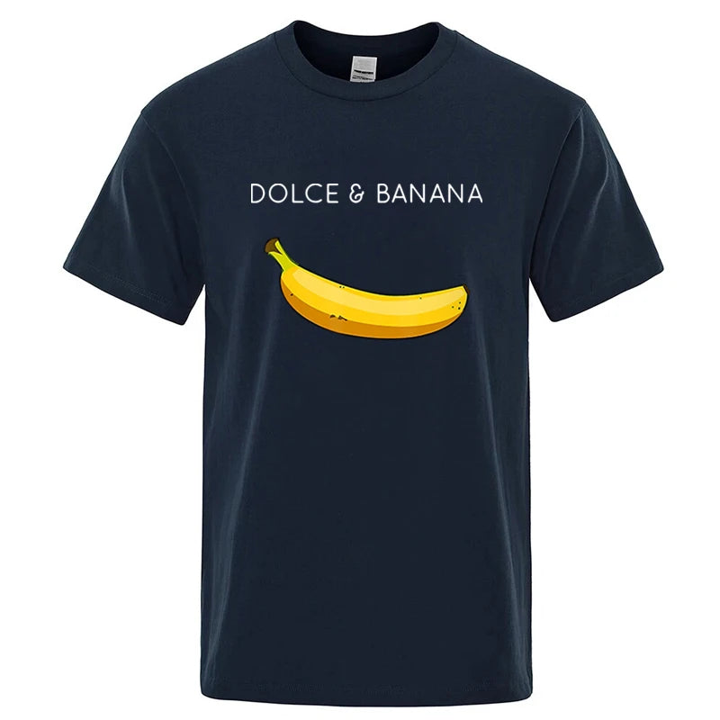 Summer Men T-shirt High Quality Cotton Blend Funny Banana Printing Loose O-neck Men Short Sleeve Casual For Male T-shirt Top Tee