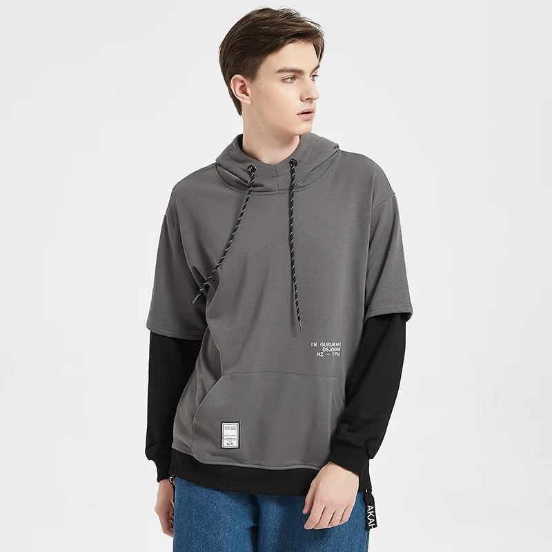 New Patchwork Hooded Sweatshirt Hip Hop Men Pullover Hoodies Streetwear Casual Fashion Clothes Colorblock Hoodie