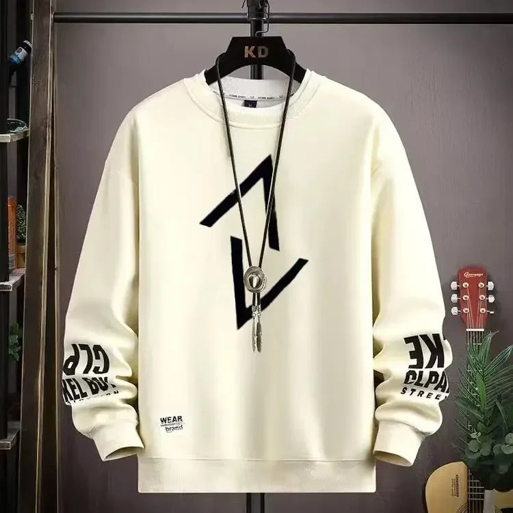 Autumn Men's Sweatshirt Adolescent Astronaut Printed Long Sleeve T-shirt Fashion Men's Clothing Grey O Neck Harajuku Top New
