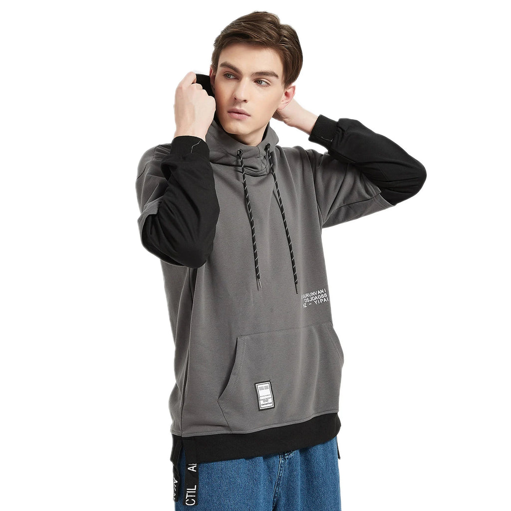 New Patchwork Hooded Sweatshirt Hip Hop Men Pullover Hoodies Streetwear Casual Fashion Clothes Colorblock Hoodie
