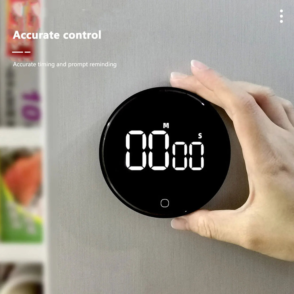 LED Digital Rotary Timer USB Rechargeable Magnetic Cooking Remind Alarm Clock 3-Level Volume Back Bracket Design Kitchen Gadgets