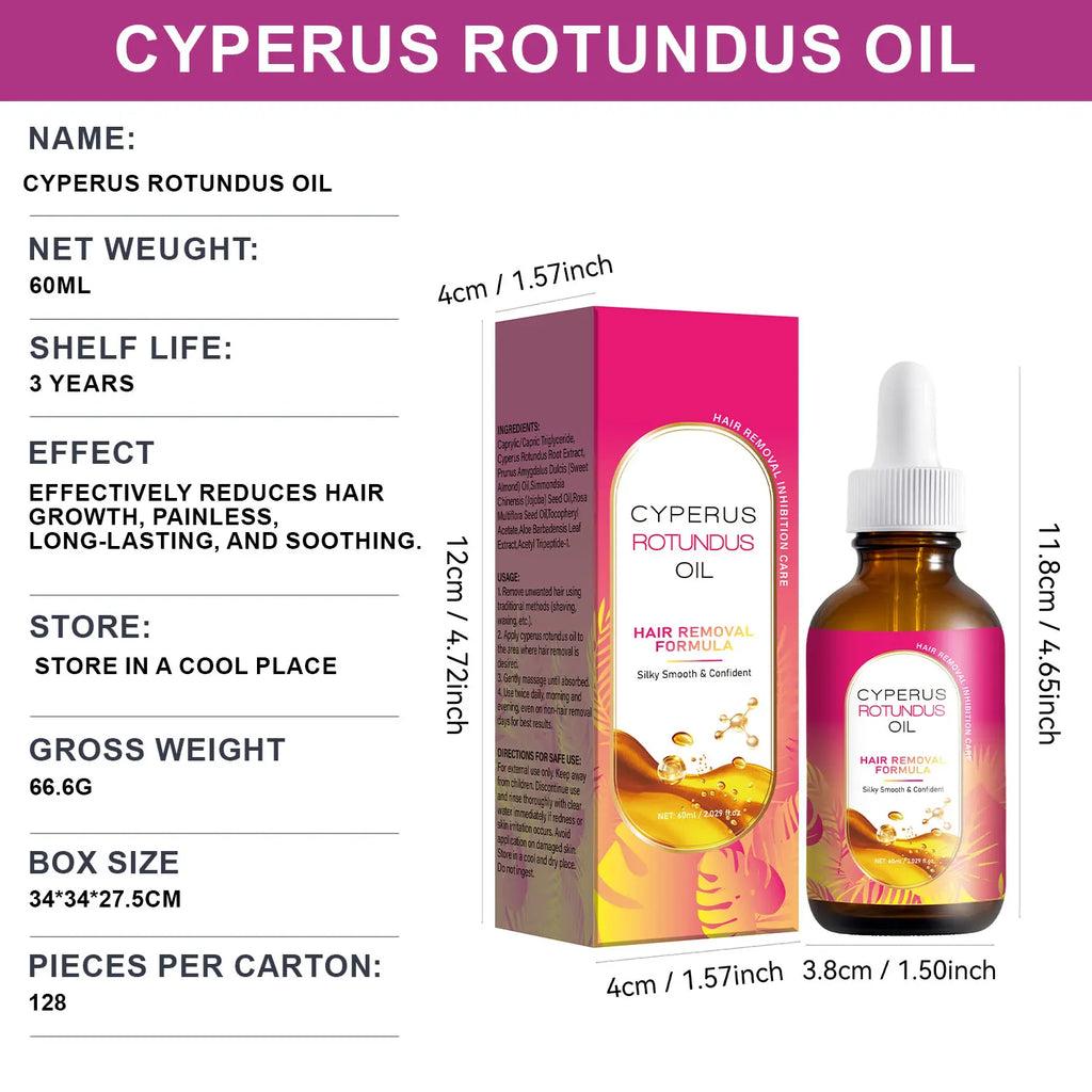 Cyperus Rotundus Oil For Hair Removal Soft Smooth Skin Care Deep Hydration Anti Hair Growth Inhibition After Shave Oil,60ml