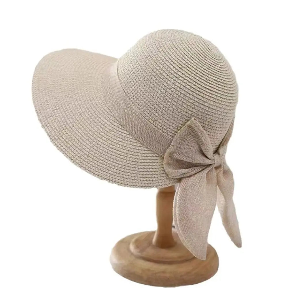 Summer Hats For Women Sun Hat Beach Cap Ladies Bowknot Panama Cap Lady Casual Bucket Hat For Women Straw Hat