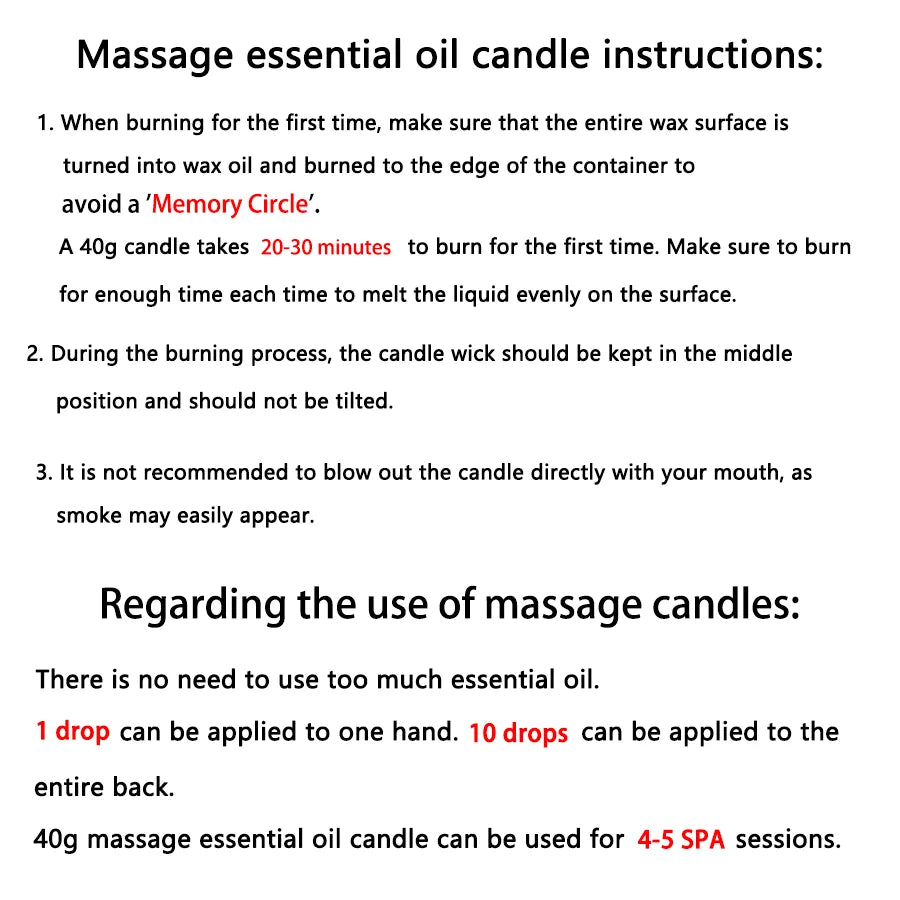 Sweet orange Low Temperature Massage Essential Oil Candle Heating Full Body Back SPA Flirtation Romantic home decor valentines