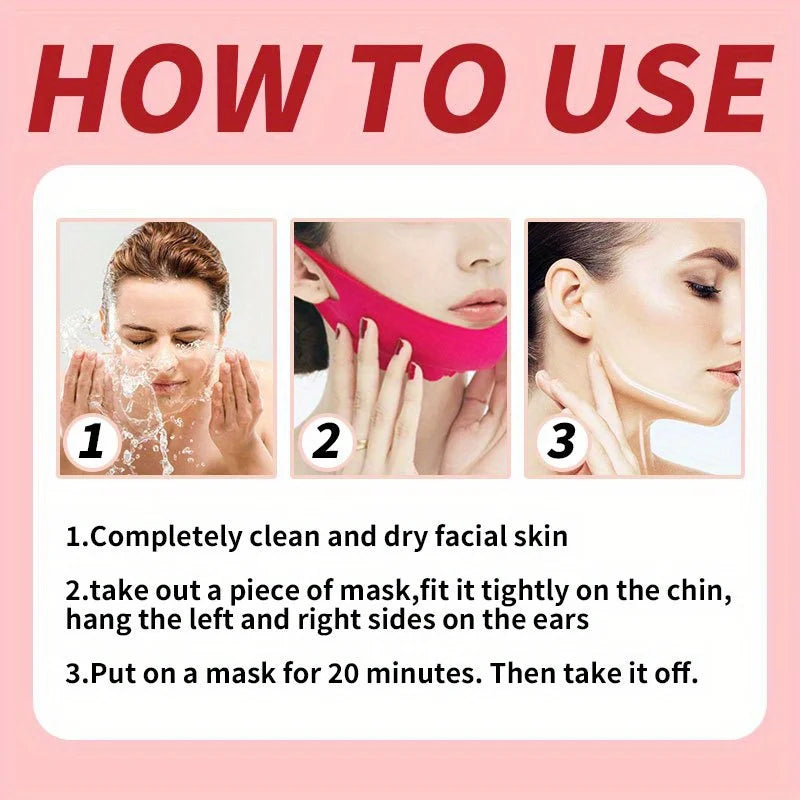 5pcs V-shaped Chin Lifting and Double Chin Facial Mask, Gentle Skin Care, Easy To Use, Portable Face Care Tool