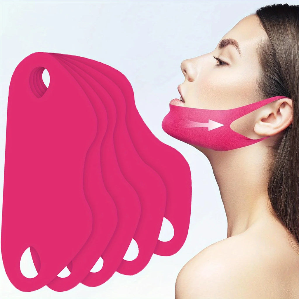 5pcs V-shaped Chin Lifting and Double Chin Facial Mask, Gentle Skin Care, Easy To Use, Portable Face Care Tool