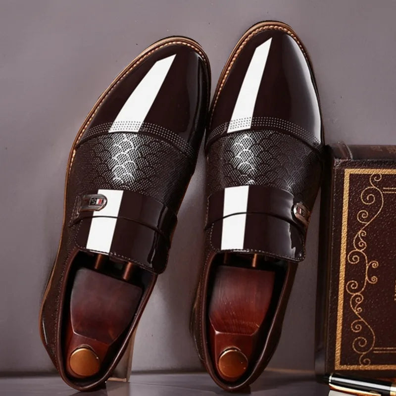 Classic Men's Shoes Buniness Dress Shoes Office Non-slip Leather Shoes Slip on Wedding Formal Oxfords PU Leather Work Loafers