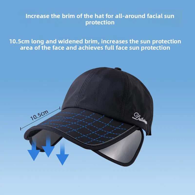 Summer Sun Hat for Women, Enlarged and Widened Brim, Outdoor Sports, Empty Top Duckbill Hat, Tied Ponytail Sun Hat