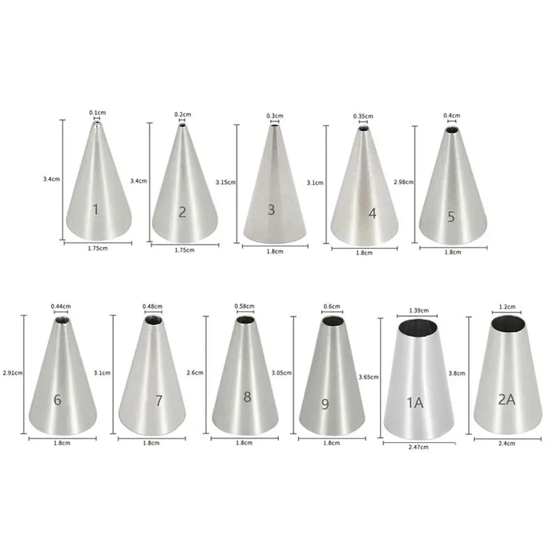 1-9Pcs Round Writting Icing Piping Nozzles For Cake Decorating Cupcake Baking Pastry Tools Confectionery Kitchen Gadgets New