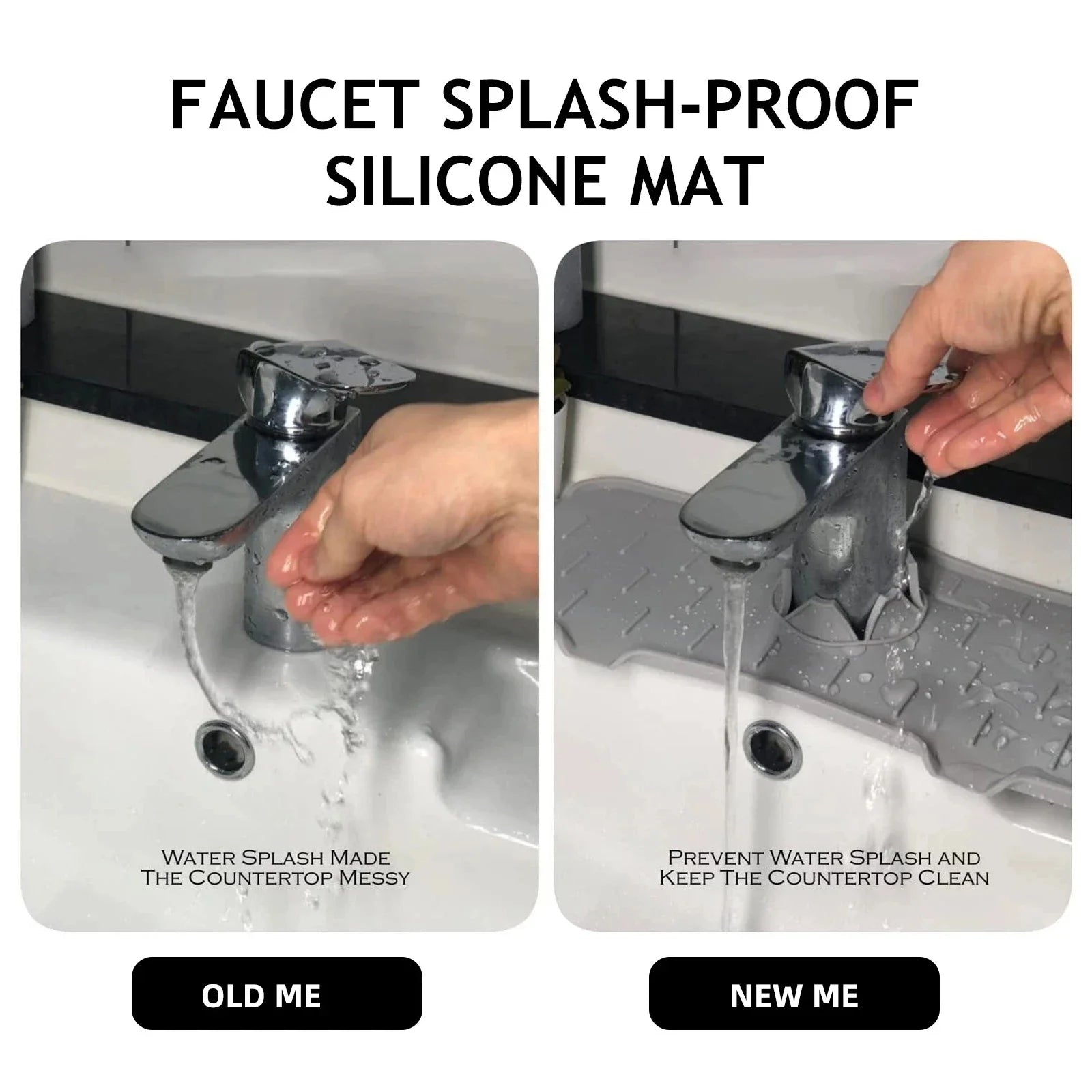 Faucet Absorbent Pad Silicone Kitchen Sink Splash Guard Drain Pad Splash Catching Pad Countertop Protector Kitchen Gadgets For