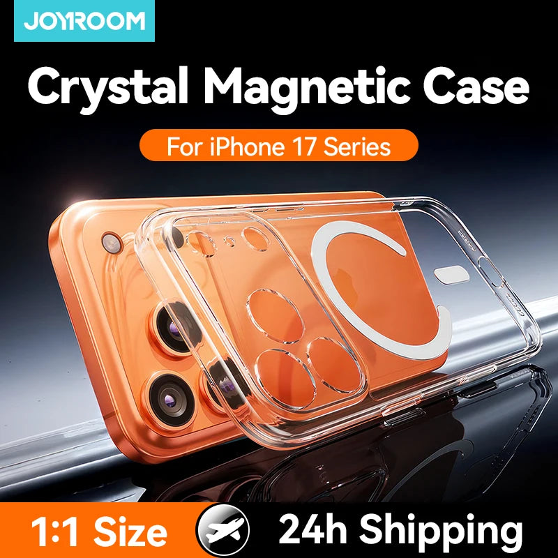Joyroom Magnetic Case For iPhone 17 16 ProMax Slim Thin Phone Case Transparent Cover For iPhone 16 Wireless Charger Magnet Cover