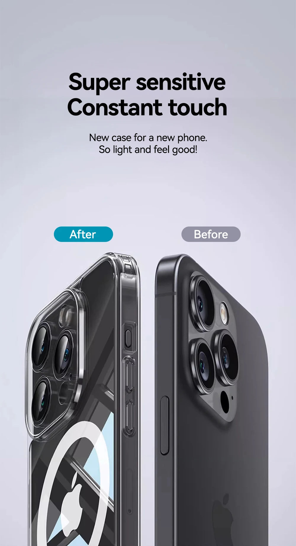 Joyroom Magnetic Case For iPhone 17 16 ProMax Slim Thin Phone Case Transparent Cover For iPhone 16 Wireless Charger Magnet Cover