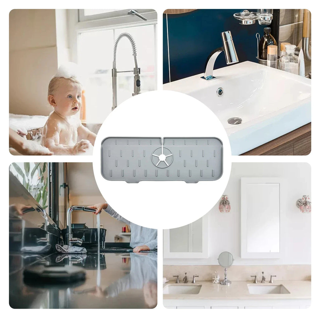 Faucet Absorbent Pad Silicone Kitchen Sink Splash Guard Drain Pad Splash Catching Pad Countertop Protector Kitchen Gadgets For