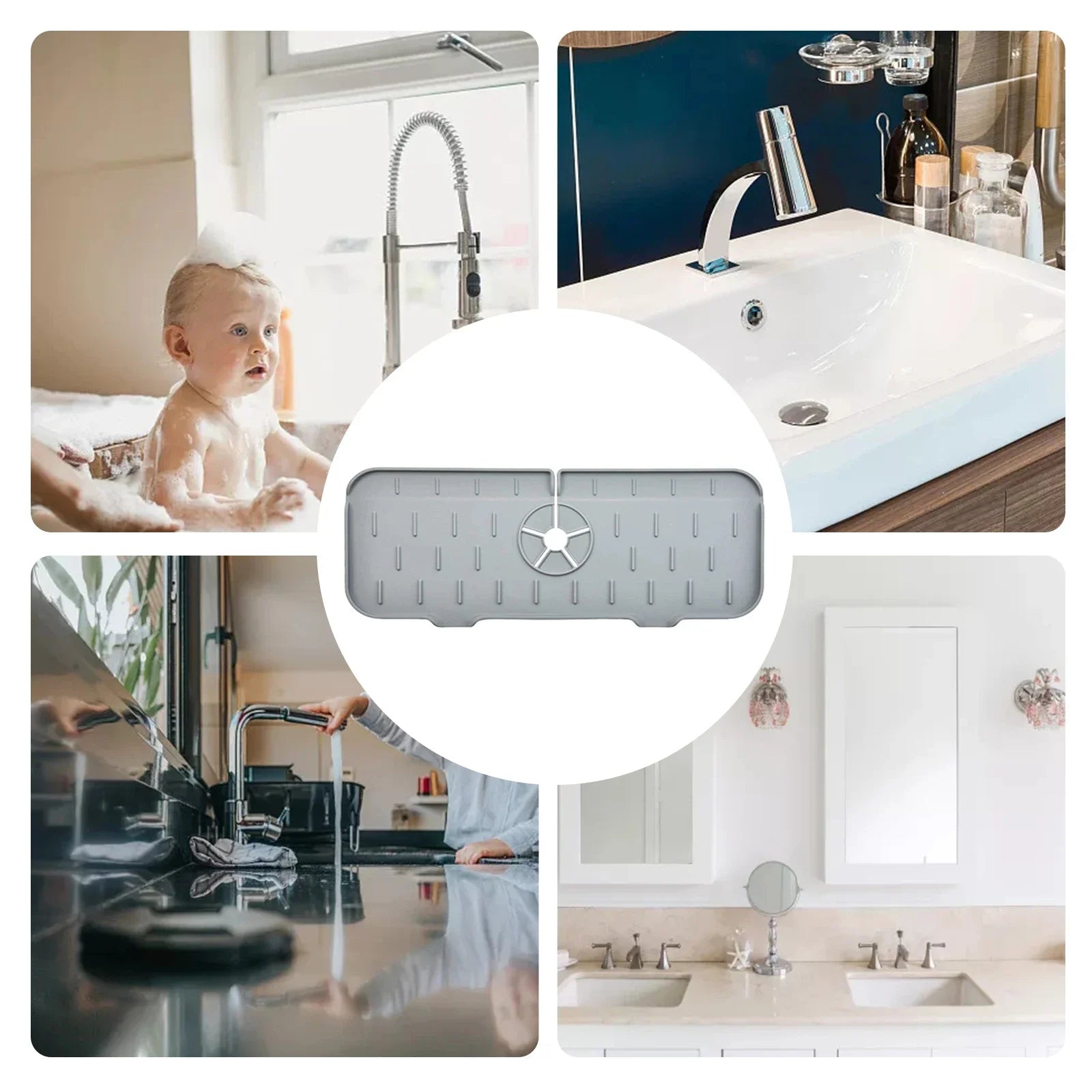 Faucet Absorbent Pad Silicone Kitchen Sink Splash Guard Drain Pad Splash Catching Pad Countertop Protector Kitchen Gadgets For